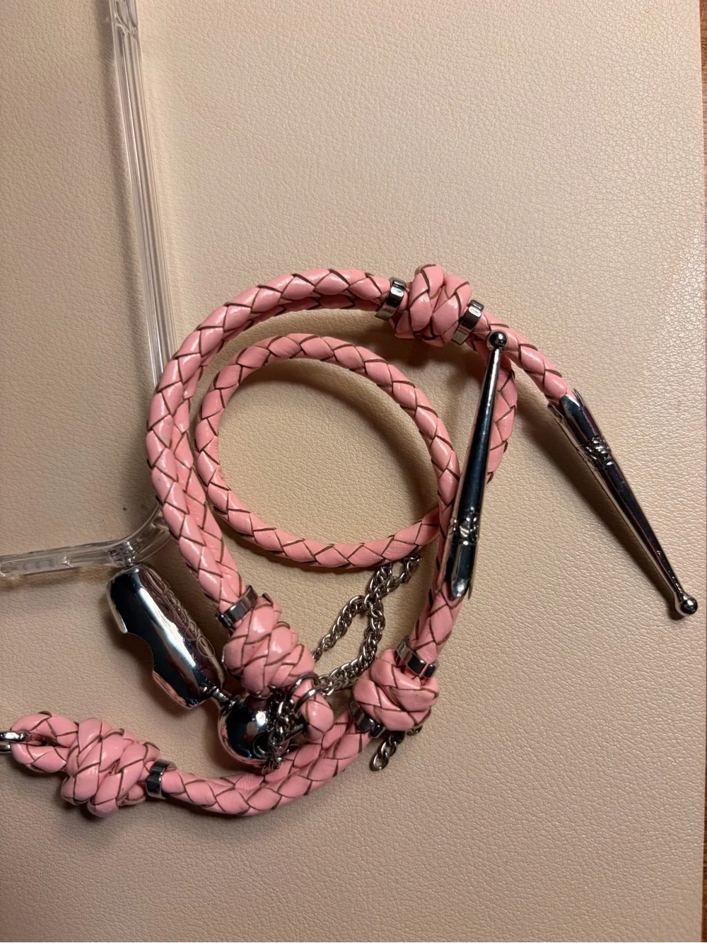 OSSA Clear iPhone AIR Phone Case with Pink Leather Braided Wrist Strap